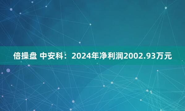 倍操盘 中安科:2024年净利润2002.93万元